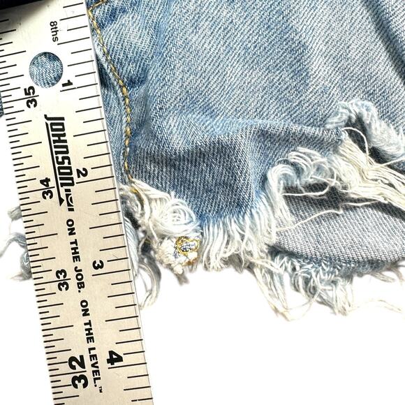 Baby Angel Denim Shorts Womens Size 4 Distressed Raw Hem Light Blue - Picture 6 of 9